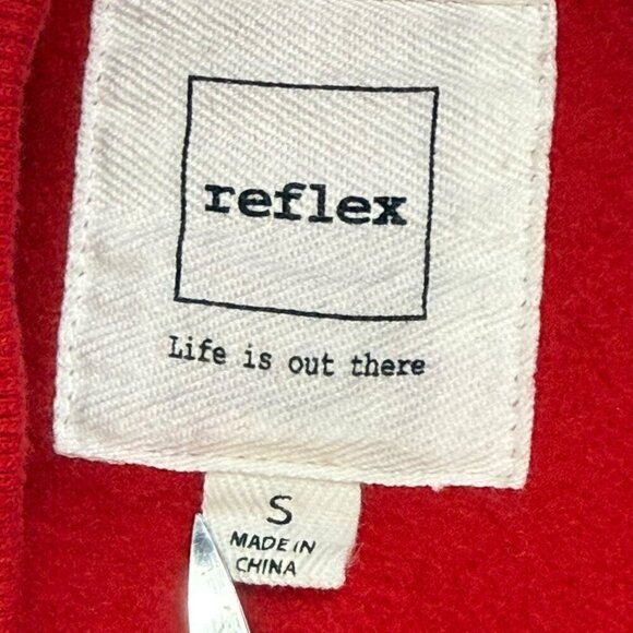 Reflex Sweatshirt Sz S Red Stars Long Sleeve Crew Neck Cropped Fleece Pullover - Picture 7 of 9